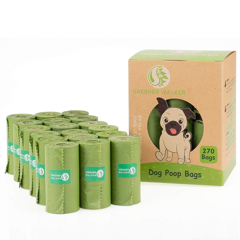 GREENER WALKER Poop Bags for Dog Waste-270 Bags,Extra Thick Strong 100% Leak Proof Biodegradable Dog Waste Bags (Green) Green 270 Count (Pack of 1) - BeesActive Australia