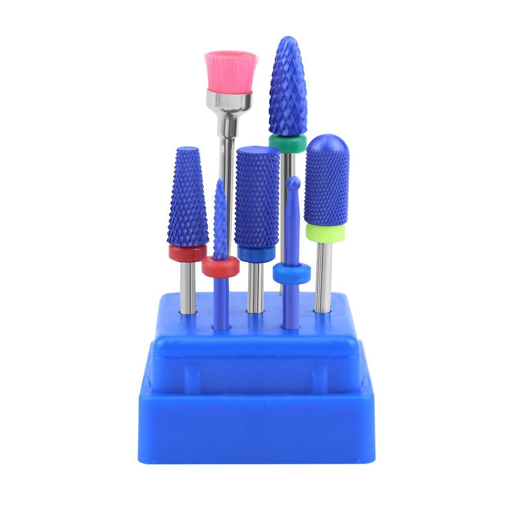 7pcs Ceramic Nail Drill Bits Set for Acrylic Nails 3/32 Professional Ceramic Nail Drill Bit Set for Cuticle Acrylic Gel Nail Polishing Manicure - BeesActive Australia