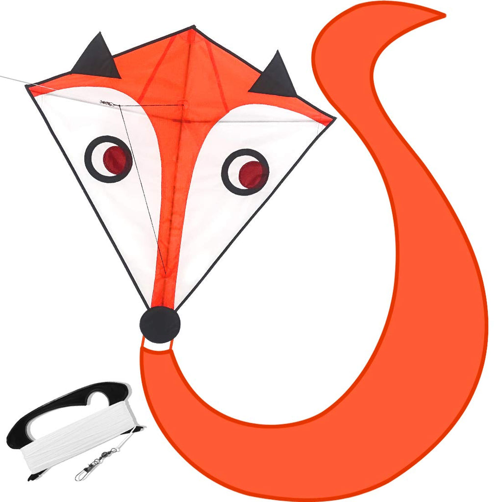 emma kites Mr. Fox Diamond Kite for Kids Adults Beginners Easy to Fly, Great Outdoor Games Activities, Kite Line and Tail Included - BeesActive Australia