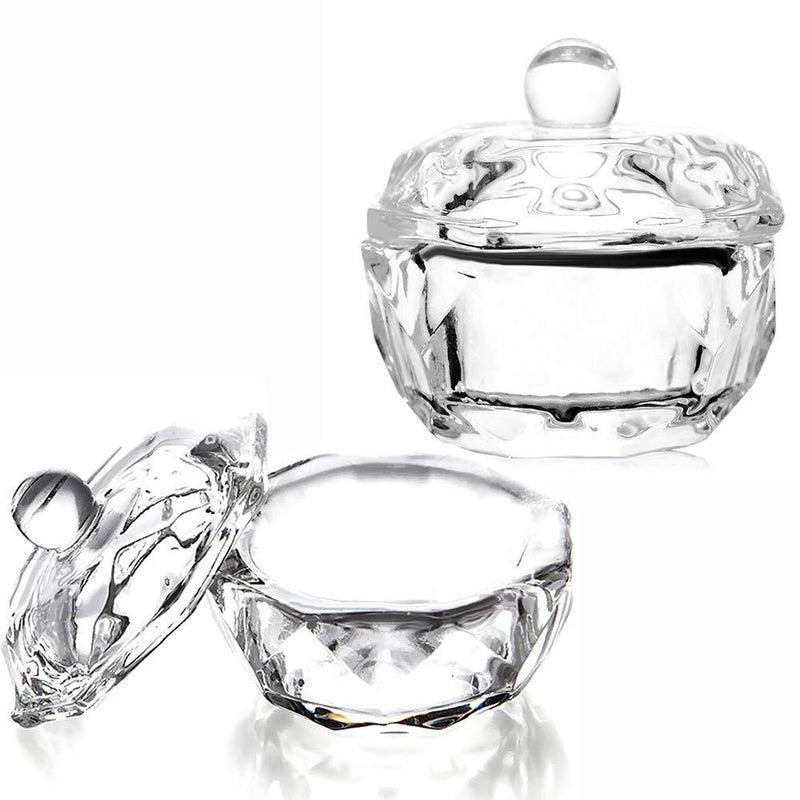 Nail Art Dappen Dish with Lid,2 Pieces Mini Nail Art Acrylic Liquid Powder Dappen Dish Glass Dapping Dish Nail Crystal Bowl Glass Crystal Cup for Acrylic Liquid and Powder 2pcs - BeesActive Australia