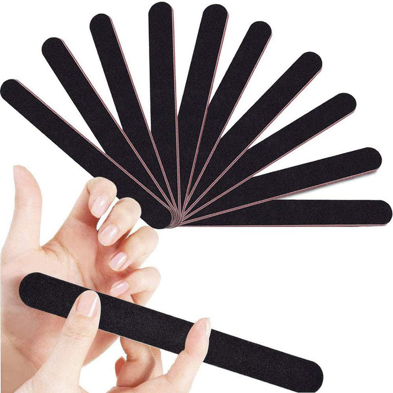 Nail Files Nail File Professional Double Sided 10Pcs/Pack Nail Files Set 100/180 Grit Nail Files Emery Board Black Manicure Pedicure Tool and Nail Buffering Files for Home and Salon Use - BeesActive Australia