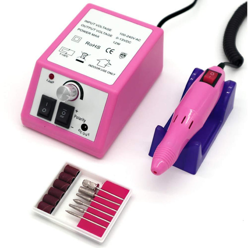 FATUXZ Electric Nail Drill,Professional Nail File Kit for Acrylic Nails, Poly Gel Nail File for Home Salon Use (Pink) - BeesActive Australia