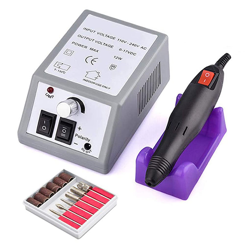 ACMEME Electric Nail File, Nail Drill Machine, Nail File Drill Set Kit for Acrylic Nails Nail Glazing Nail Drill Nail Kit Set Professional Acrylic with Everything - Gray - BeesActive Australia