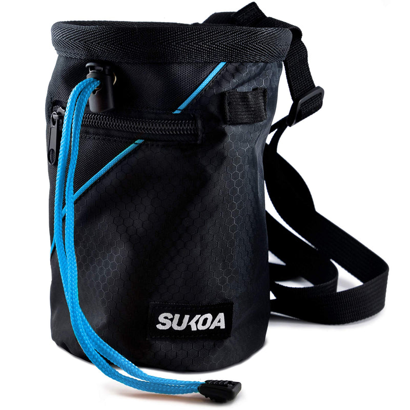 Sukoa Chalk Bag for Rock Climbing - Bouldering Chalk Bag Bucket with Quick-Clip Belt and 2 Large Zippered Pockets - Rock Climbing Gear Equipment - BeesActive Australia