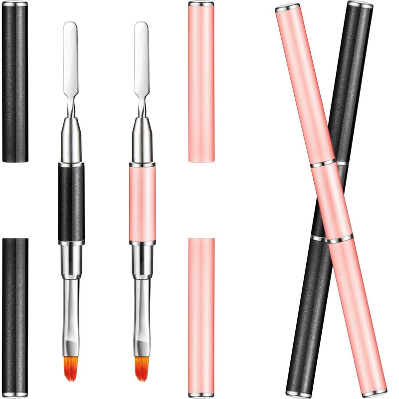 4 Pieces Dual-Ended Poly Nail Gel Brush and Picker 2 In 1 Design Nail Brush Gel Nail Tool for Poly UV Gel Acrylic Nails Extension - BeesActive Australia