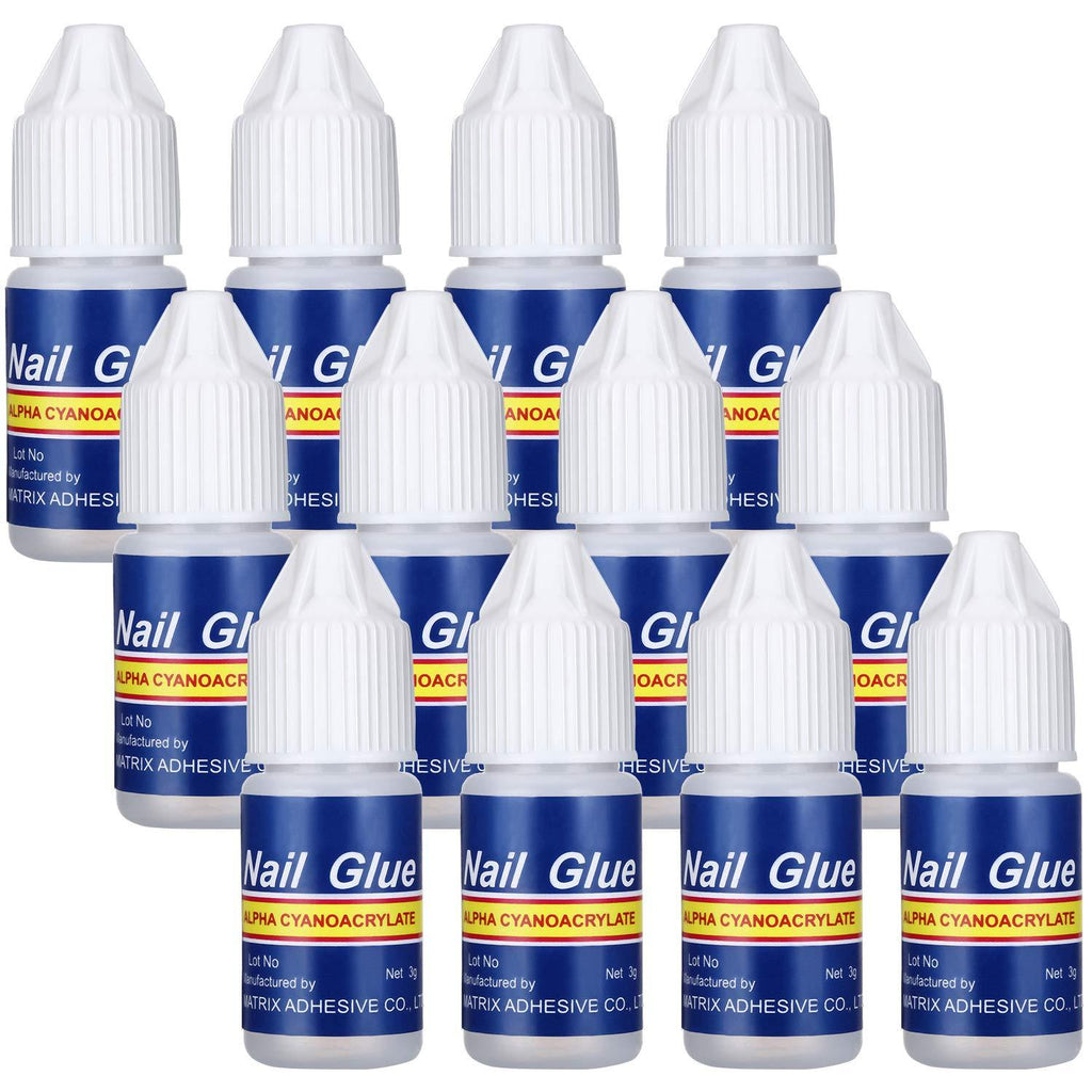 12 Bottles Nail Glue Quick Drying Nail Glue Adhesive Beauty Nail False Nail Tips Acrylic Glue for Applying Artificial Nail Tips Manicure Supplies - BeesActive Australia