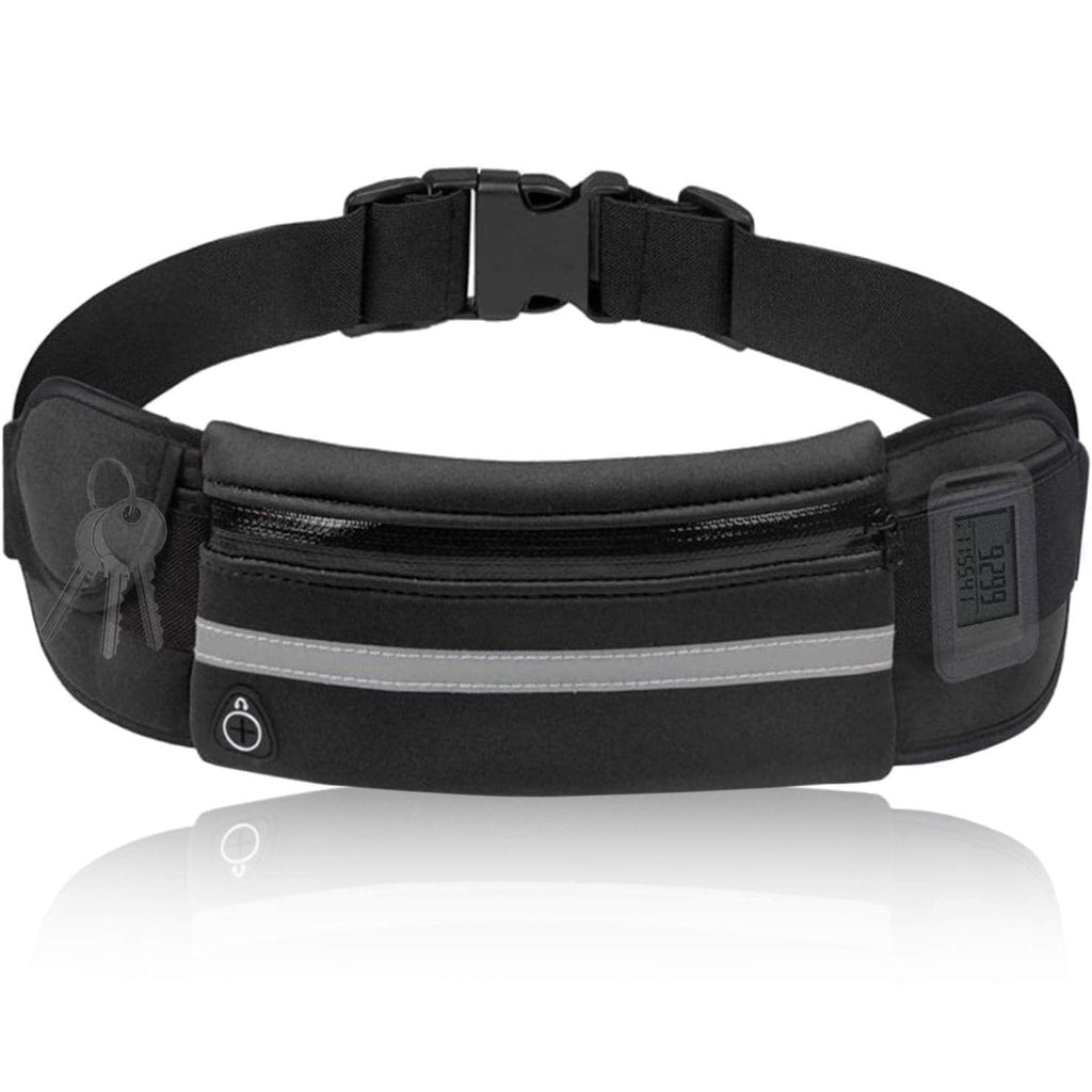 Running Belt for Men Women - Adjustable Fanny Packs Sport Waist Exercise Waist Bag Runners Pouch Fitness Workout Belt Running Phone Holder for Cycling Jogging Climbing Hiking Black-1 - BeesActive Australia