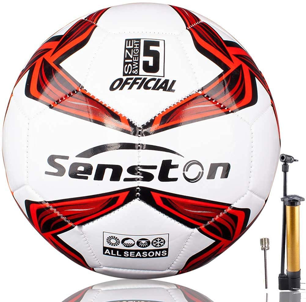 Senston Soccer Ball Size 4,5 with Pump - Official Match Football Adults and Junior Kids Soccer Ball red Size 5 - BeesActive Australia