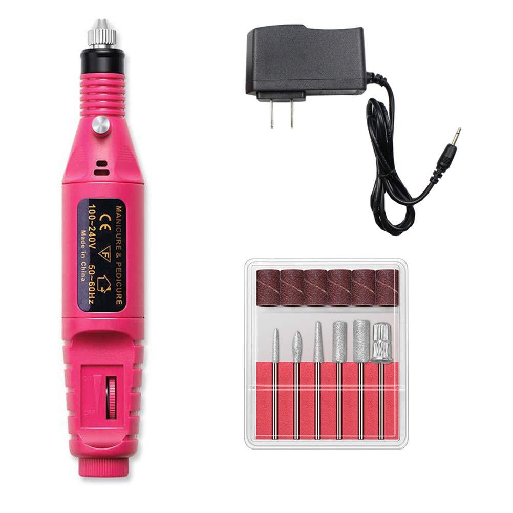 WmcyWell Portable Electric Nail Drill Acrylic Nail Kit Tools Nail Drill File Kit Finger Toe Care Nail Tips Salon Manicure Pedicure Polishing Machine (One Size,Rose Red) One Size Rose Red - BeesActive Australia