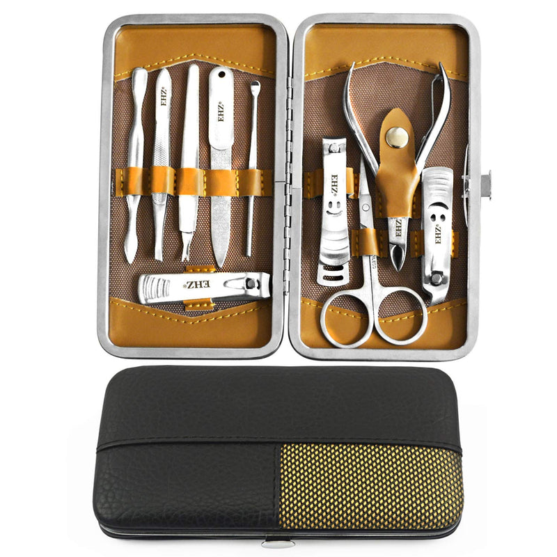 EHZ Manicure Set - 11 pcs Stainless Steel Nail Clipper Set Pedicure Kit Manicure Kits Nail Care Tools Travel & Grooming Kit with Box Perfect for Women, Men - BeesActive Australia