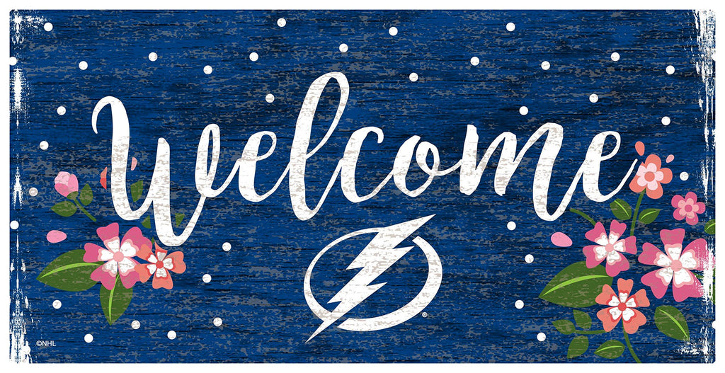 Fan Creations NHL Tampa Bay Lightning Unisex Tampa Bay Lightning Welcome Floral Sign, Team Color, 6 x 12 - BeesActive Australia