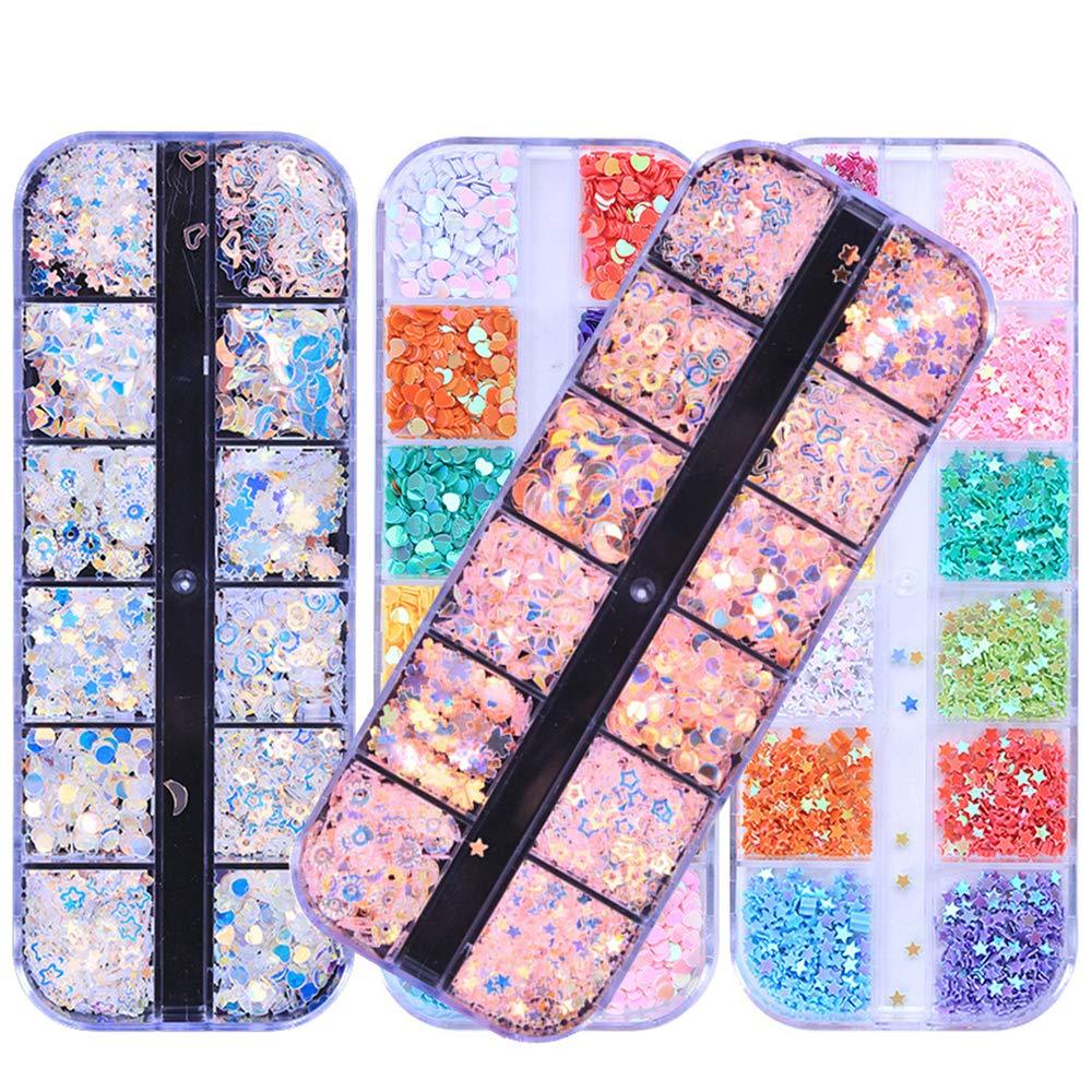 GOTONE 4 Boxes Nail Sequins, Ultra-Thin Iridescent Mermaid Flakes Star Paillette 3D Nail Art Manicure Make Up DIY Decoration for Face Body Cellphone Case Style1 - BeesActive Australia