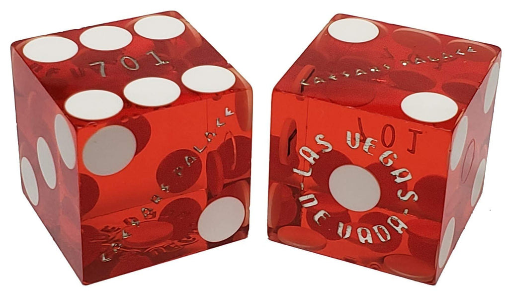 Cyber-Deals 19mm Craps Dice Pair Matching Serial Numbers - Authentic Las Vegas Casino Table-Played Dice Caesar's Palace (Red Polished) - BeesActive Australia