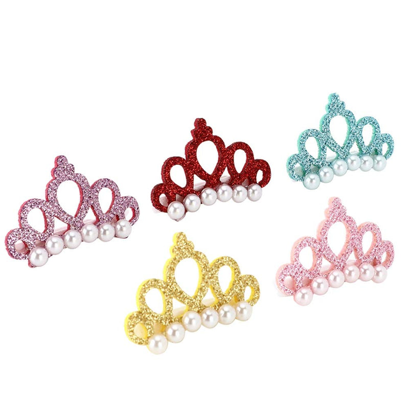 Tnfeeon 25PCS Crown Hair Clip for Pet, Colorful Shining Hairpin Grooming Accessories for Cat Medium Small Cat Dog - BeesActive Australia