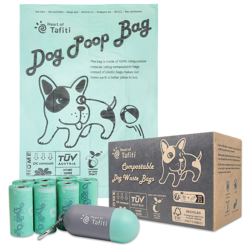 Heart of Tafiti Dog Poop Bag with Holder, Doggie poop bags, Compostable dog waste bags, Extra Thick and Strong Leak Proof, Vegetable-Based, Unscented, Size 9 x 13 Inches, 70 Counts - BeesActive Australia