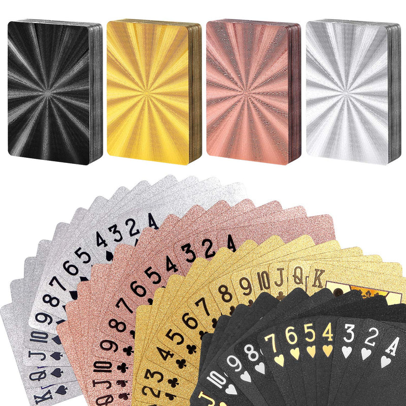 GORCHEN Playing Cards Waterproof Plastic Foil Poker Cards Set Magic Tricks Tool for Men Women Party Game Show Festival, Gold Silver Pink Black Laser Gold+silver+pink+black - BeesActive Australia