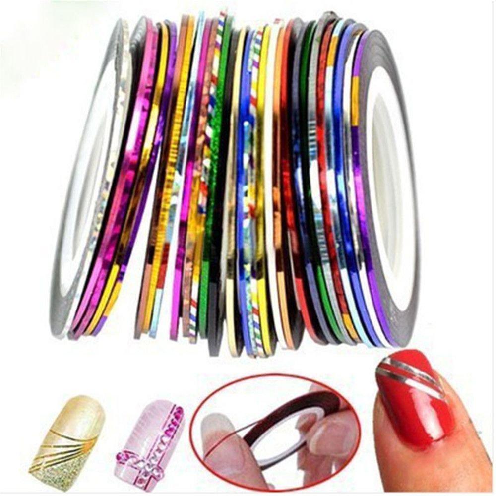 VIDELLY 60 Pieces Nail Striping Tape Line Mixed Colors Rolls Nail Styling Tool Sticker Decal Striping Tape Line Nail Art Decoration Stickers DIY Nail Tip Striping Tape for Nail Art - BeesActive Australia