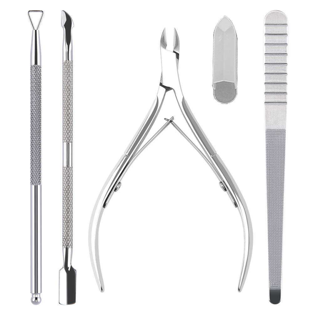 NEWTGAN 4PCS Premium Cuticle Nippers Pusher Manicure Tools Set, Professional Ingrown Toenail File, Cuticle Remover Trimmer Cutters Tool Gel Nail Art Kit - BeesActive Australia