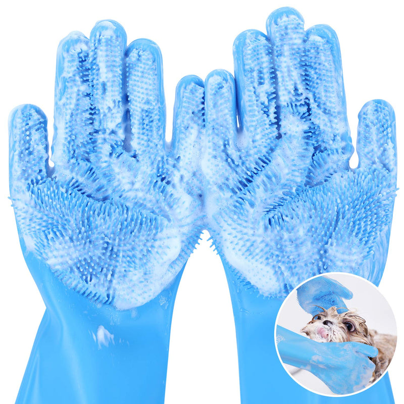 Pecute Pet Grooming Gloves, Heat Resistant Cat Bathing Gloves with High-Density Teeth, Silicone Dog Bathing Gloves with Enhanced Five Finger Design, Bathing and Massaging for Dogs and Cats - BeesActive Australia