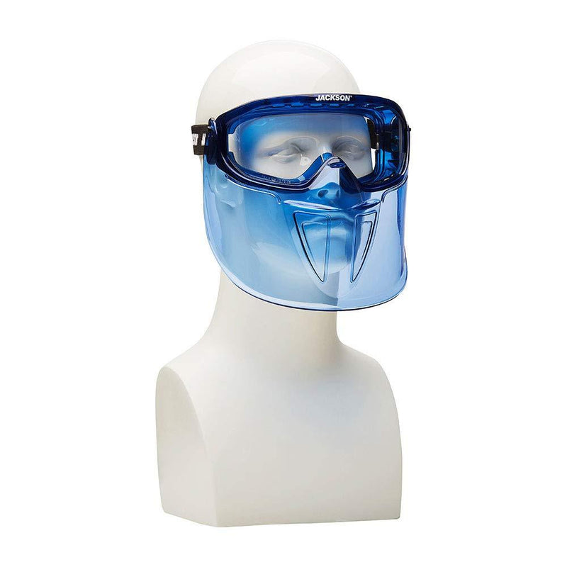 Jackson Safety GPL500 Premium Goggle with Detachable Face Shield, Anti-Fog Coating, Clear Lens, Blue, 21000 - BeesActive Australia