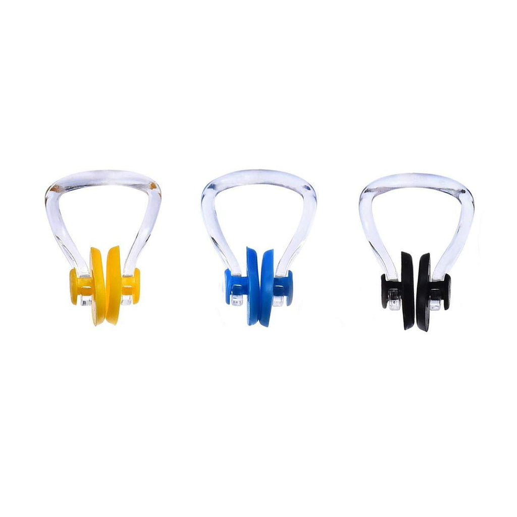 [AUSTRALIA] - JieGuanG Swimming Nose Clip, 3Pcs Silicone Surfing Waterproof Protection Nasal Plug for Training, Blue Yellow Black 