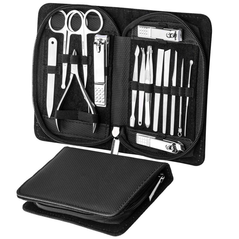 uunumi Manicure Set Pedicure Kit Nail Clippers,15 in 1 Stainless Steel Professional Nail Cutter Toenail Clippers Grooming Kits, Nail Care Tools with Travel Case - BeesActive Australia
