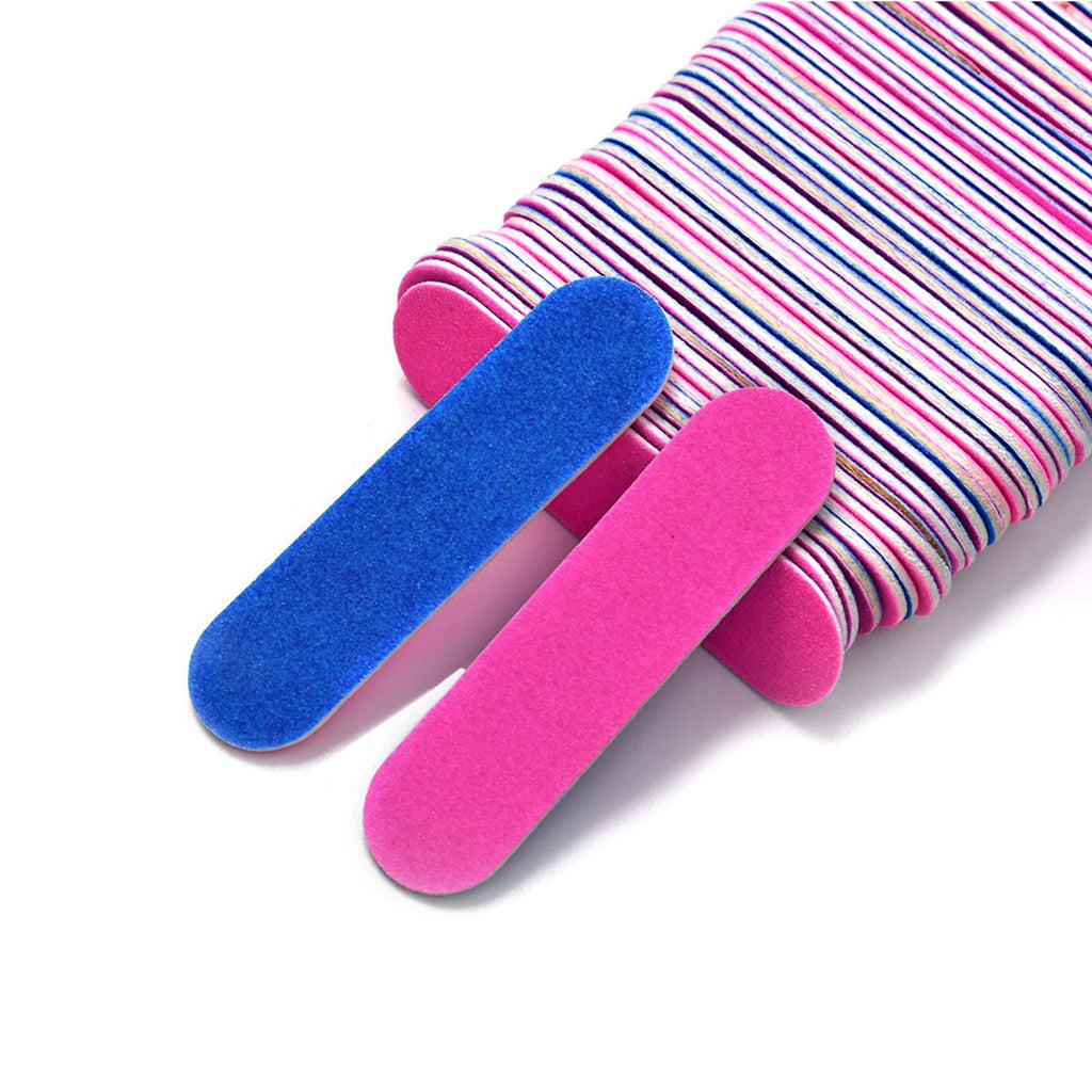 VIOCIWUO 300 Pack Mini Nail File Bulk(180/240 Grit), Disposable Nail Files Double Sided Emery Boards Home or Professional Manicure Tools(Blue and Pink) Blue and Pink - BeesActive Australia