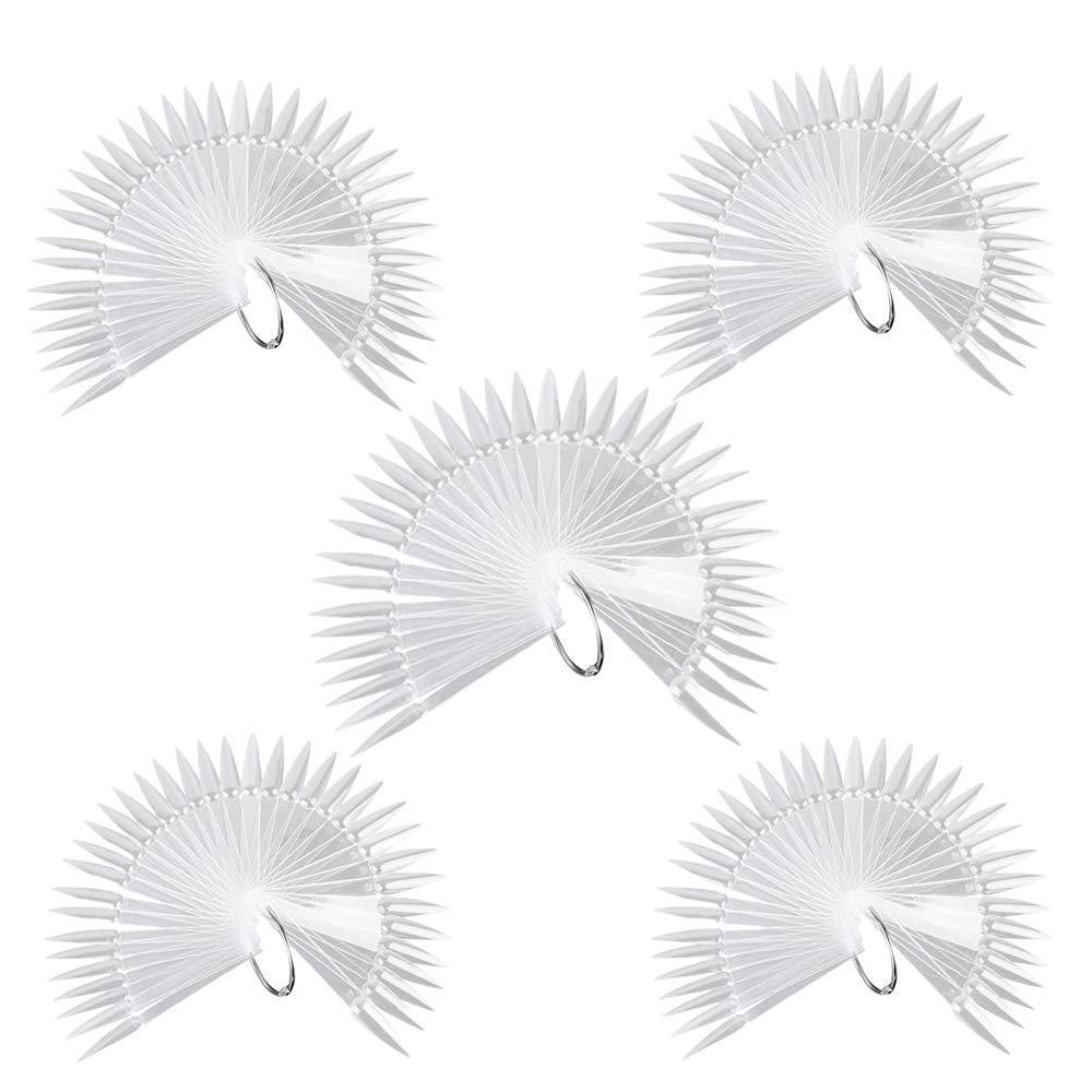 250 Pcs Stiletto Nail Tips Sticks Nail Color Display TipsNail Art Practice Sticks with Metal Screw Split Ring Holder (Clear) Clear - BeesActive Australia