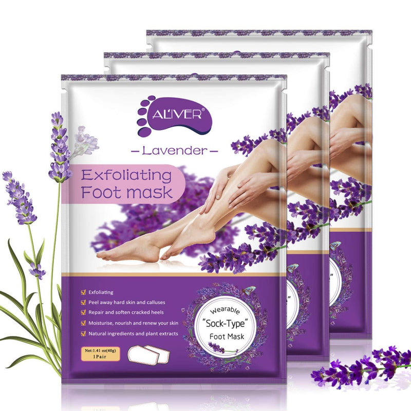 3Pack Rose Foot Exfoliating Peeling Scrub Mask - Removes Calluses,Dead and Dry Skin - Repairs Rough Heels in 7 Days - Make Your Feet Baby Soft (3pcs rose foot mask) (3pcs lavender foot mask) - BeesActive Australia