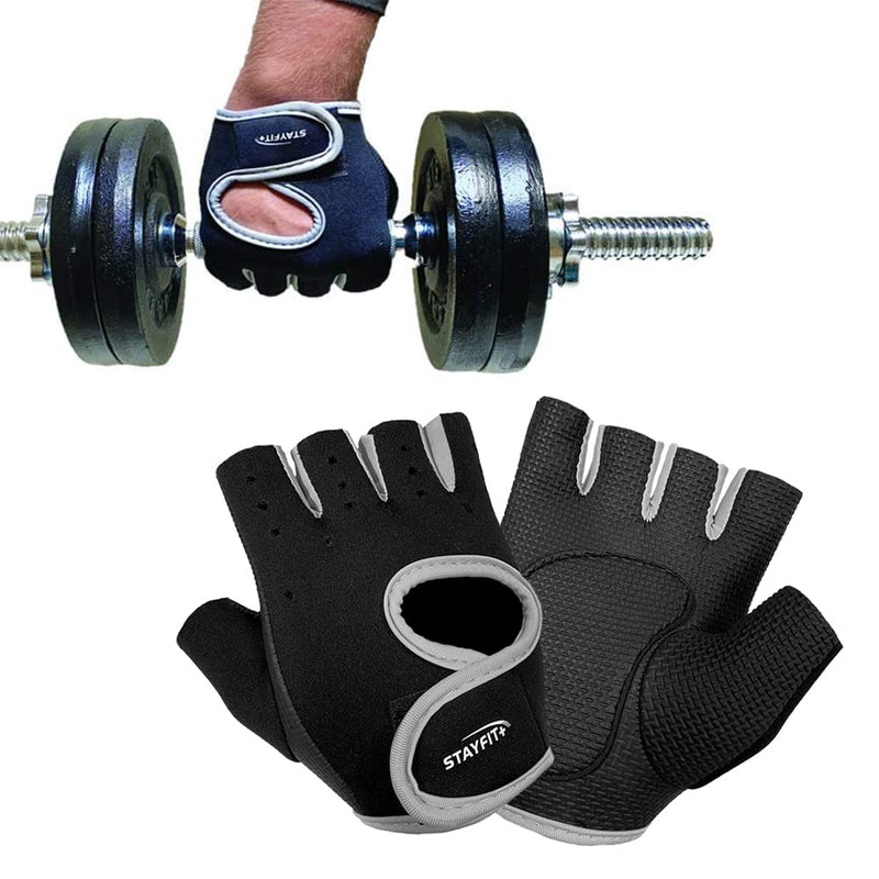 Stayfit Fitness Workout Gloves for Women and Men. Training Gloves with Wrist Support for Fitness and Exercise, Weight Lifting, Gym, and Training. Black/Grey Large/X-Large - BeesActive Australia