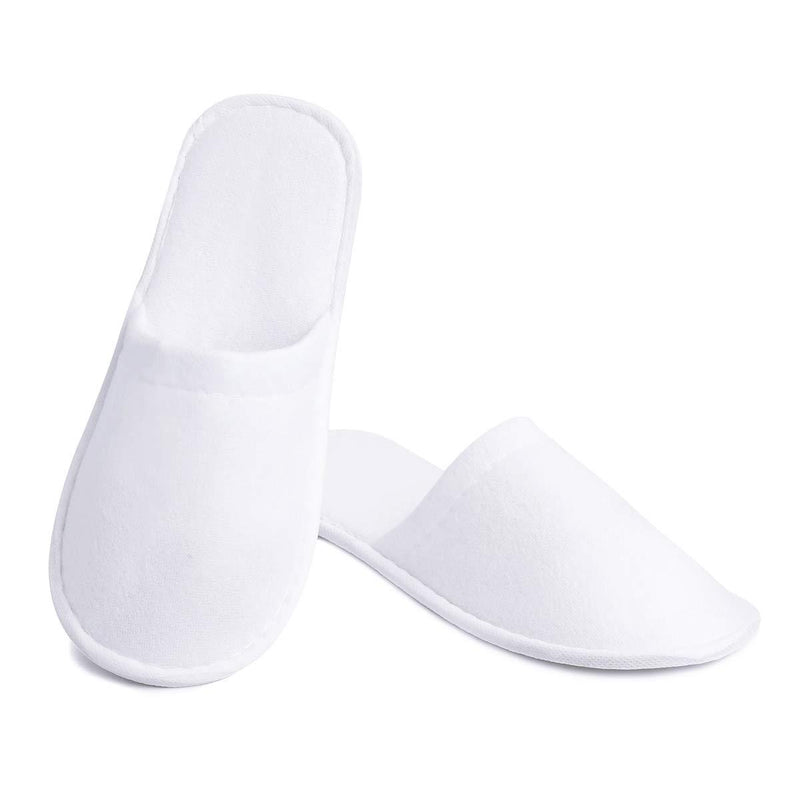 6 Pairs White Disposable Slippers, Cotton Closed Toe Spa Slippers for Women and Men, Breathable Non-Slip Slippers for Hotel, Guests, Travel - BeesActive Australia