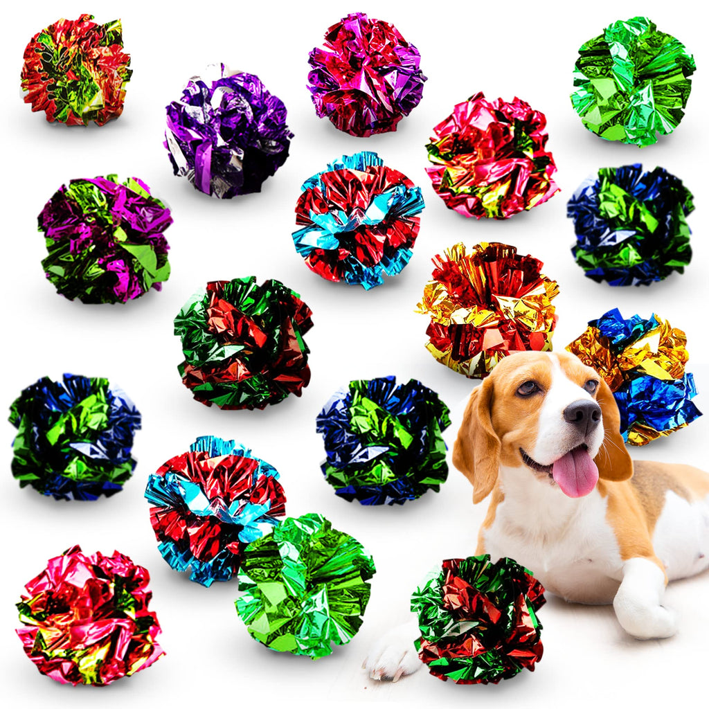 Meric 14-Pack Puppy Mylar Crinkle Balls, Multicolored, Slim Down Chubby Puppy, Great Value Means Lots of Crinkle for Your Cats, Kittens, and Dogs - BeesActive Australia