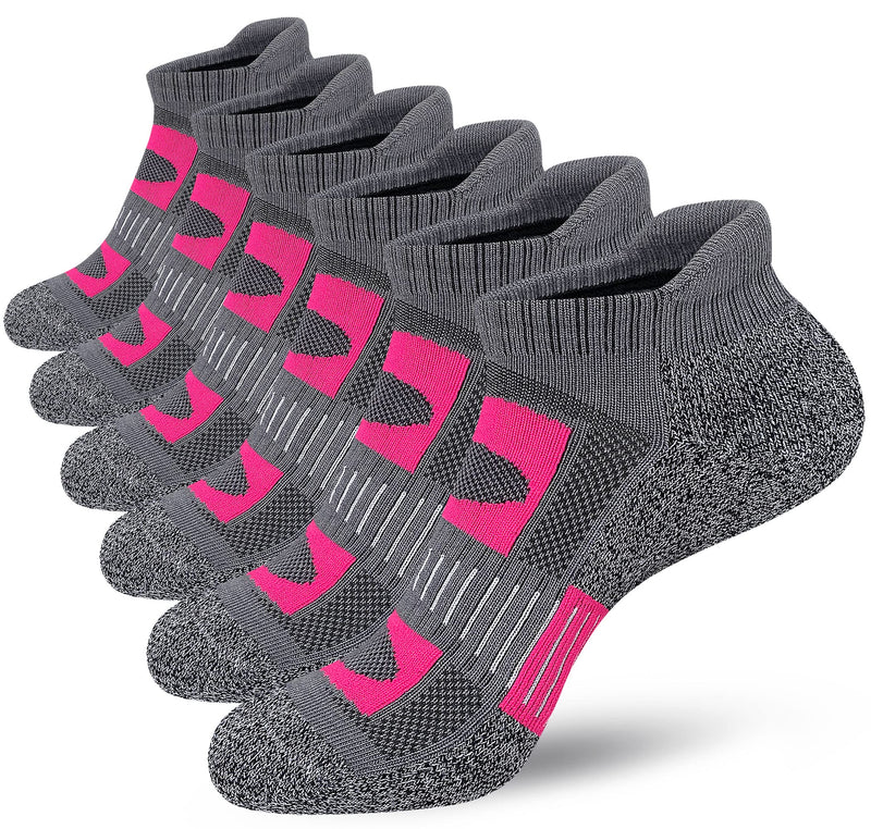 APTYID Women's Ankle Athletic Running Socks Cushioned Low Cut (6 Pairs) 6-9 Grey - BeesActive Australia