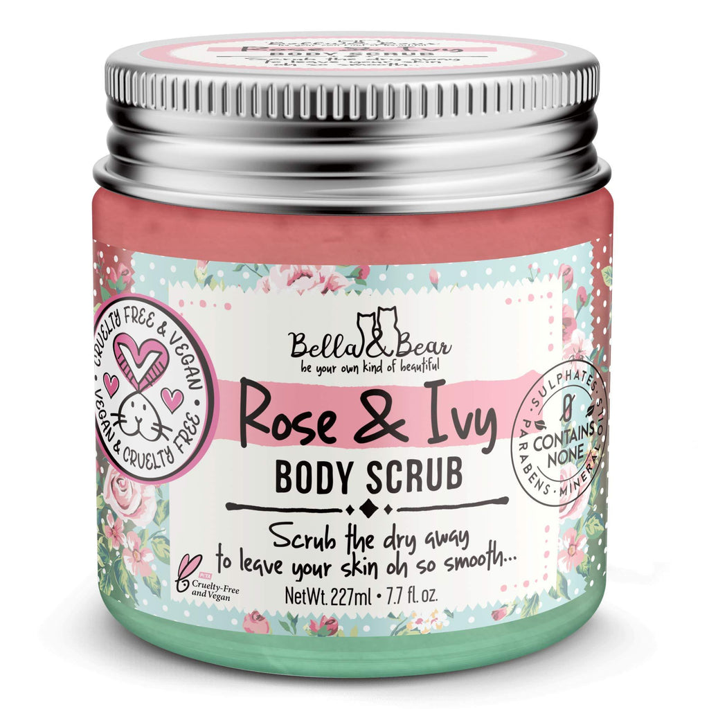 Bella & Bear Rose & Ivy Body Scrub, Oil Free, Cruelty-Free, Vegan Body Exfoliator and Polish for Women, 6.7oz 7 Ounce (Pack of 1) - BeesActive Australia