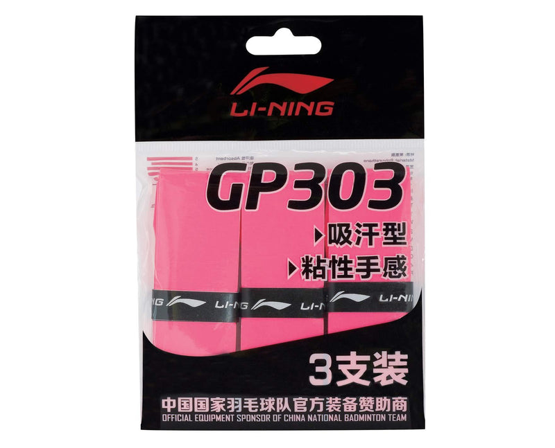 LI-NING Badminton Grip Tape GP303 Package of 3 - Pink - BeesActive Australia