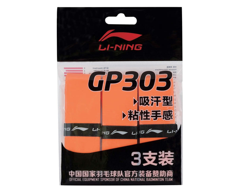 LI-NING Badminton Grip Tape GP303 Package of 3 - Orange - BeesActive Australia