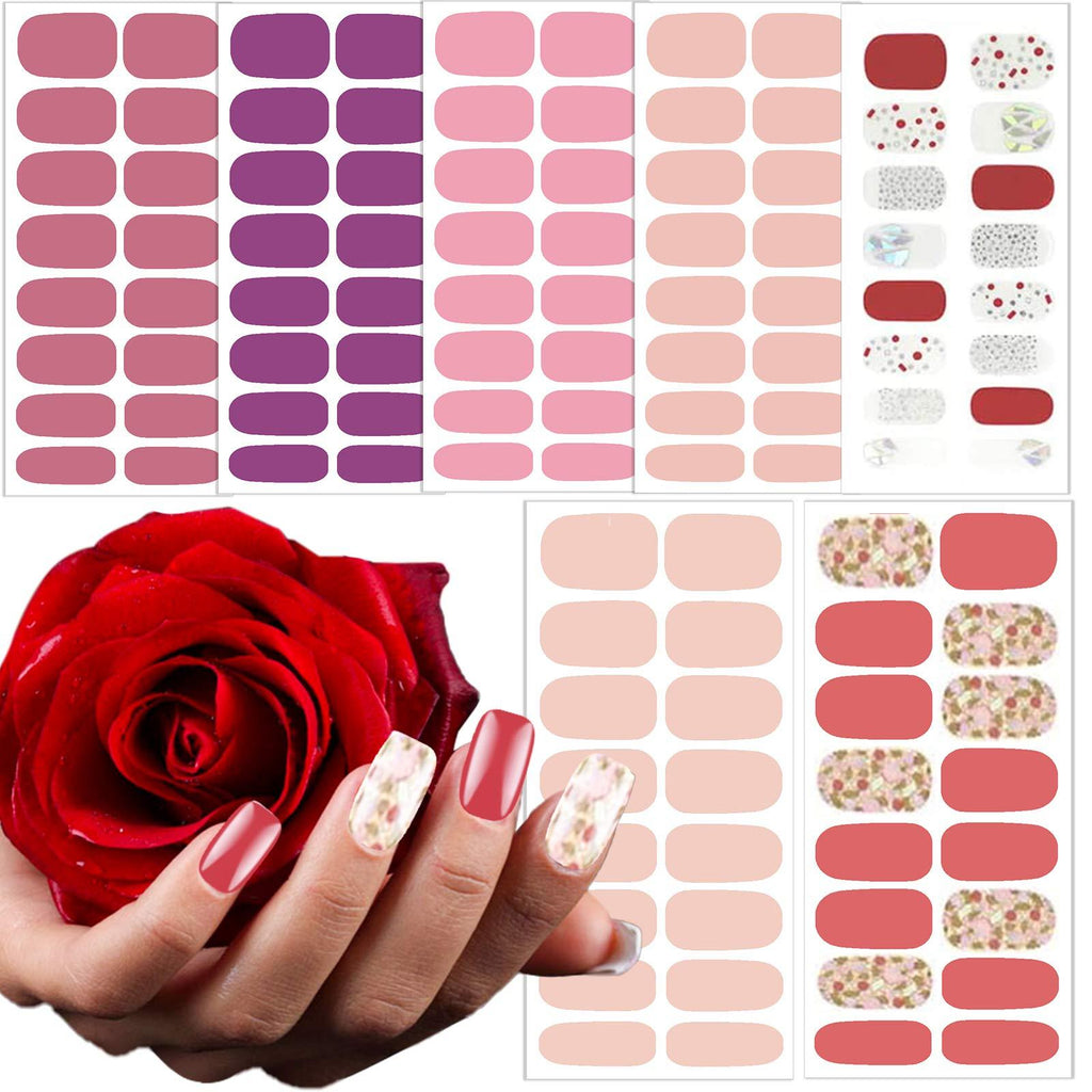 7 Sheets Valentine's Day Nail Polish Strips Full Nail Wraps Stickers DIY Nail Polish Wraps Adhesive Design for Valentines Day Women Teens Girls with Glass Nail File (112 PCS) - BeesActive Australia