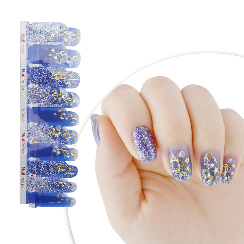 HIGH'S 20pcs Nail Stickers Nail Polish Stickers Strips Full Wraps Nail Art Adhesive Decals with Diamond Nail Art Designs for Women Girls(Neptune) Neptune - BeesActive Australia