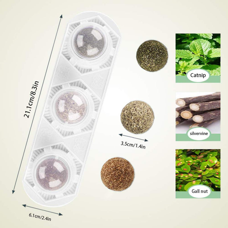 WoLover Catnip Wall Ball Toys – Rotatable Cat Snack Edible Balls with Natural Healthy Catnip | Silvervine | Gall Nut, Kitten Playing Chewing Cleaning Teeth Toy - BeesActive Australia