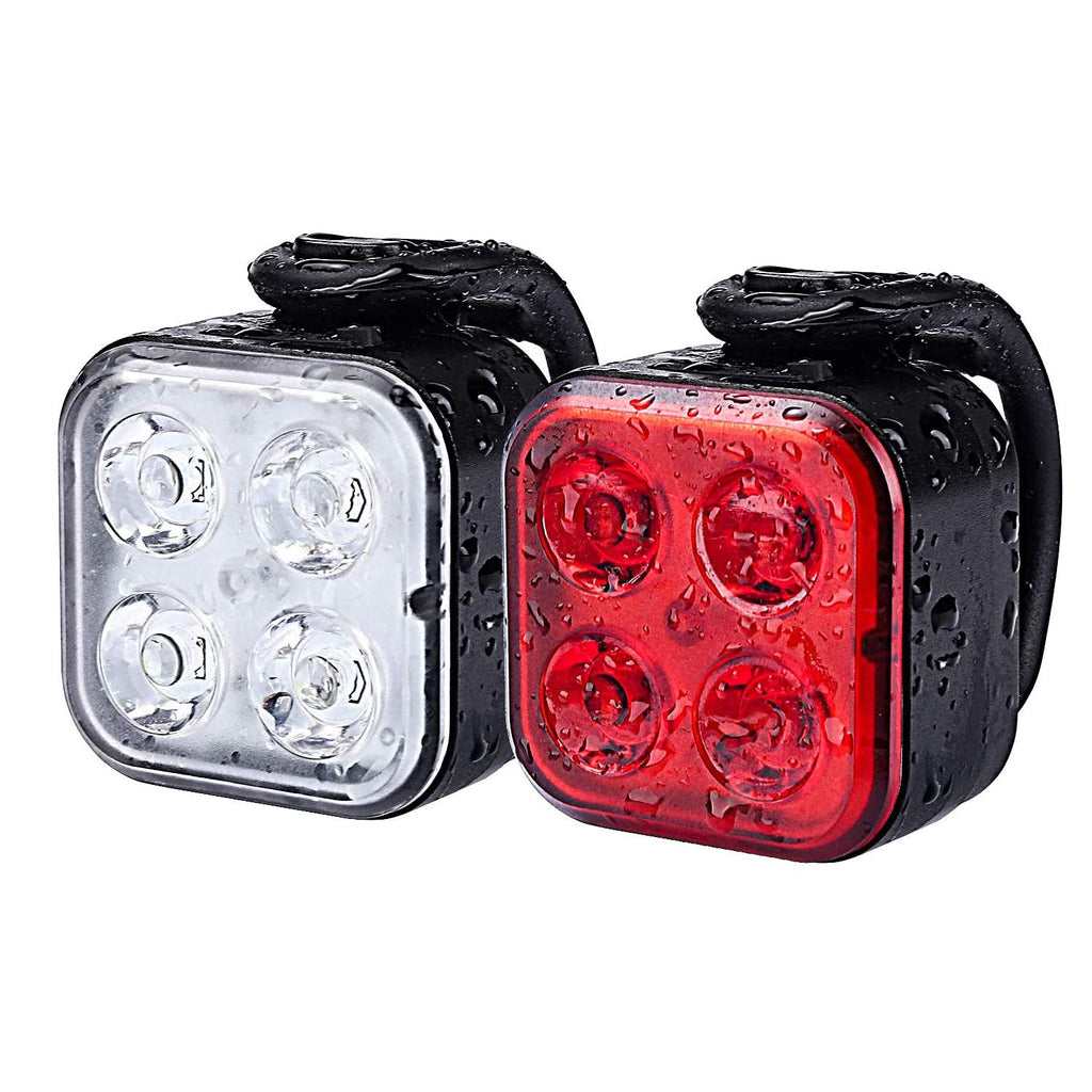 Teshudi Bike Light Set, Rechargeable Bike Lights Front and Back, Super Bright Bicycle Lights, Instant Install, Fits All Bikes, 4 Light Mode, Waterproof, Lightweight, Durable - BeesActive Australia