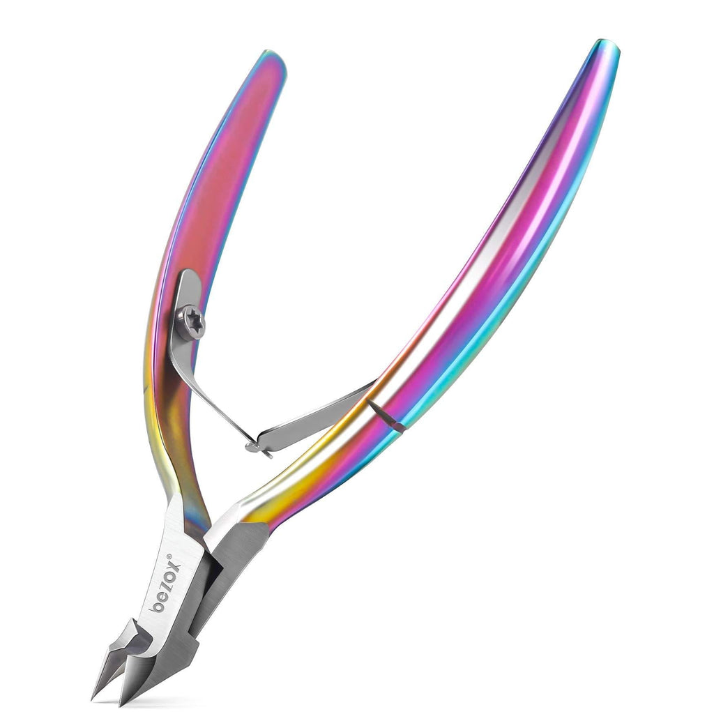 BEZOX Professional Cuticle Clipper with Tip Cover, Rainbow Finish, Stainless Steel Manicure Tool Cuticle Remover, 7mm Jaw, 1 Piece - BeesActive Australia