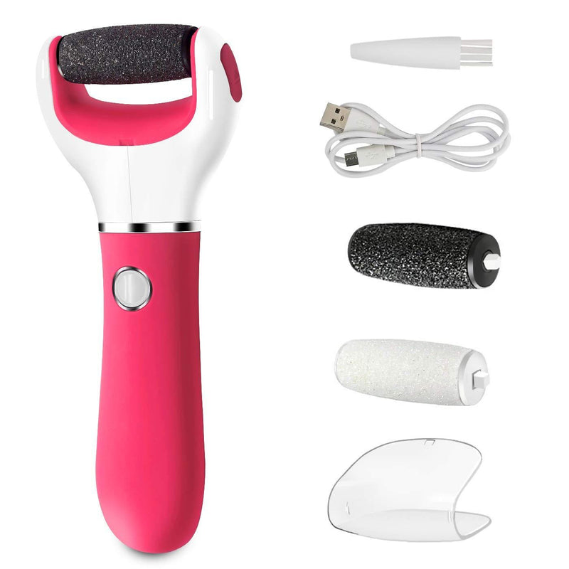 ENERBRIDGE Electric Foot File Callus Remover Pedicure File for Hard Cracked Dry Dead Skin with 2 Roller Heads-Red Red - BeesActive Australia