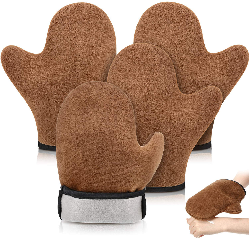 4 Packs Self Tanning Mitt Applicators Sunless Tanning Mittens Double Sided Self Tanning Gloves Reusable Tanner Applicator Mittens Brown Tanner Gloves with Thumb - BeesActive Australia