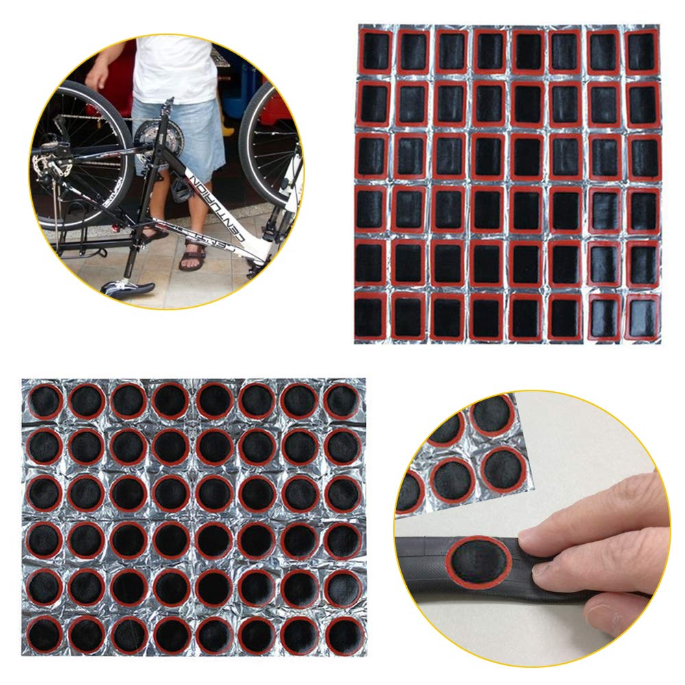 Shuxy 96pcs Bike Tire Repair Kit Bicycle Tire Patch Hardened Levers Not Self-Adhesive Rubber Patch Outdoor Cycling Bicycle Tire Lever Rasp Tool for All Inflatable Inner Tubes in Road Emergency - BeesActive Australia