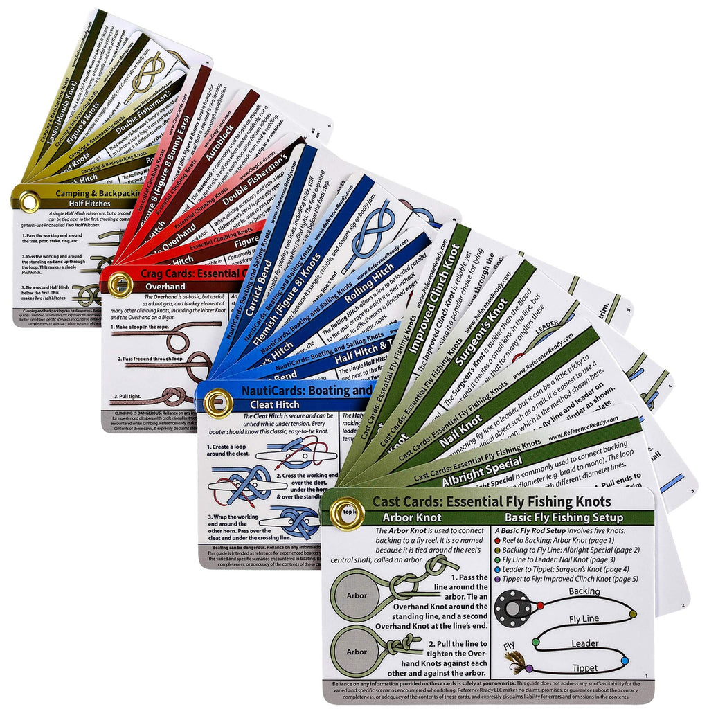 ReferenceReady Lots of Knots Bundle - Outdoors, Fly Fishing, Climbing, and Boating Knot Cards - Includes 57 Knots - BeesActive Australia