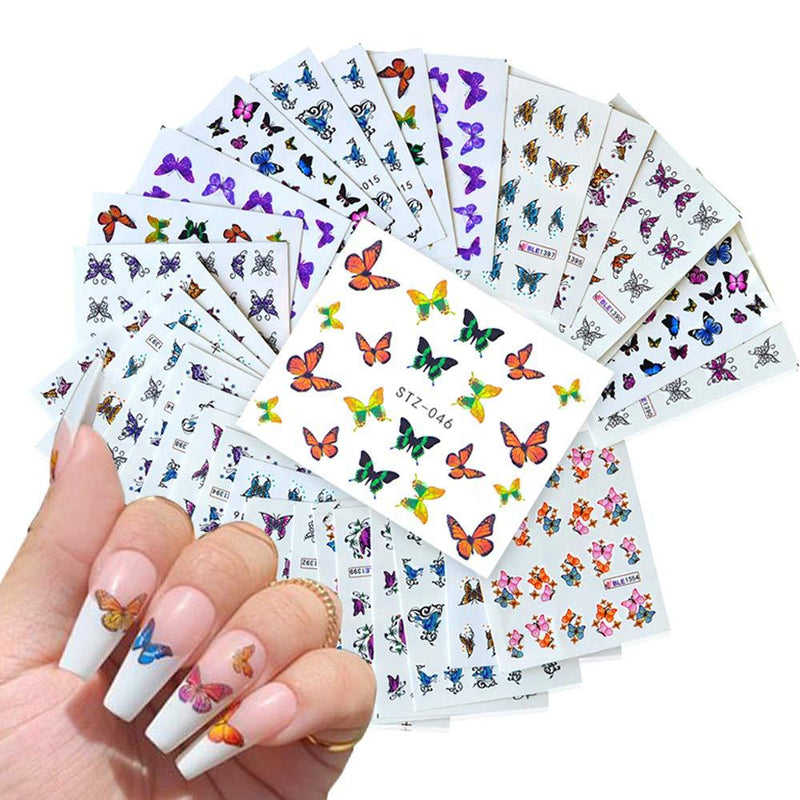 Bonnie-Sam 30 Sheets Water Nail Sticker Colorful Butterfly Nail Decals Set for Fingernail Decor (B Style) - BeesActive Australia