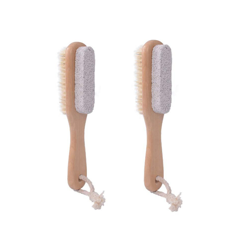 Natural Pumice Stone Combo foot Brush, Body Exfoliating Double Side Soft Bristle Wood Brush, Suitable for SPA Callus Remover, Dry Skin Elbow, Hand or Foot Care, Pack 2 - BeesActive Australia