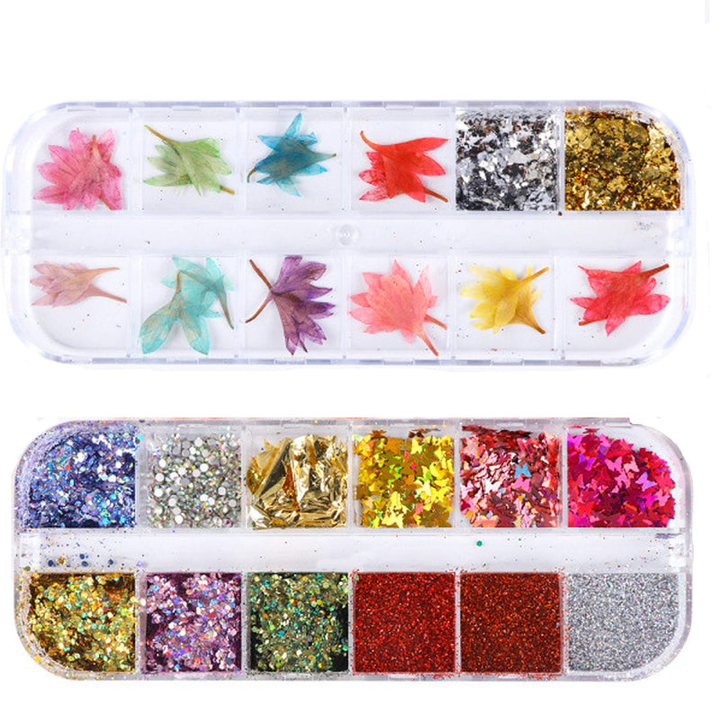 GOTONE 2Boxes Dried Flowers Mixed Sequins 3D Nail Art Stickers Decoration DIY Preserved Real Flower Stickers Tips Manicure Decor Mixed Accessories for Resin Mold style3 - BeesActive Australia