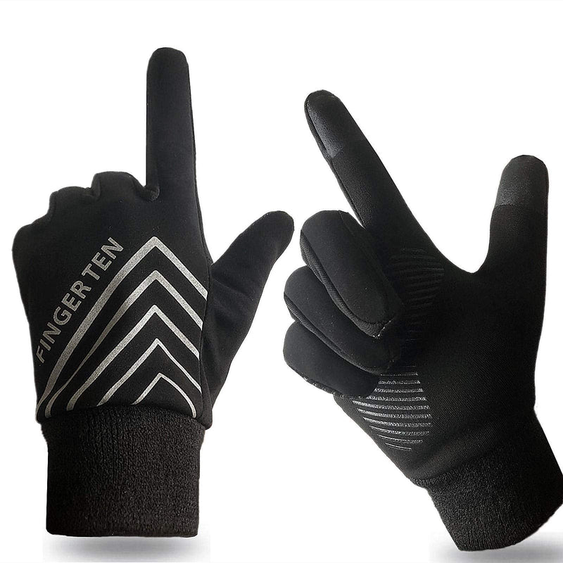Winter Gloves Men Women Running Cycling Warm Touch Screen with Free Earband Pack Black X-Large - BeesActive Australia