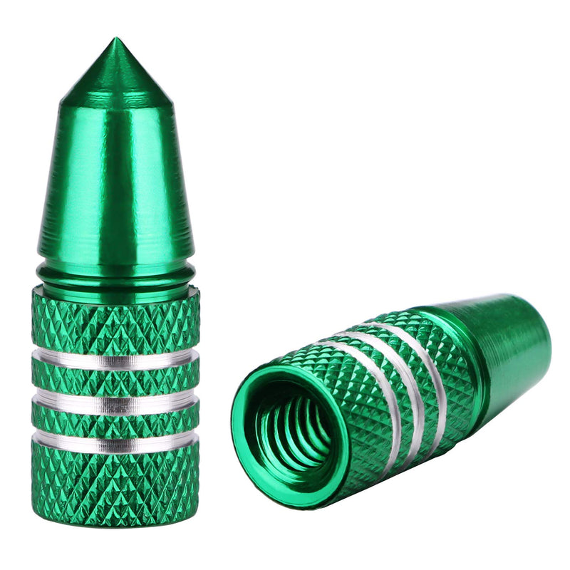 Presta Valve Caps Aluminum Anodized Colorful Air Dust Valve Stem Covers Fit Presta/French MTB Mountain/Road Bike Rocket Design, Heavy-Duty, Screw-On (5 Pack) Green - BeesActive Australia